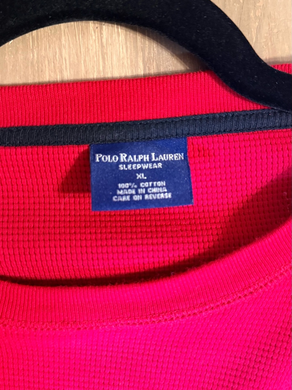 Polo Ralph Lauren Red Waffle Knit Thermal Long Sleeve Sleepwear Shirt - Picture 5 of 8